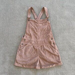 Tan Corduroy Overall Shorts